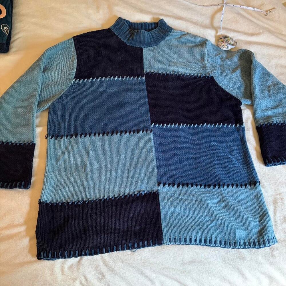 VINTAGE STUDIO WORKS CHENILLI PATCH WORK SWEATER